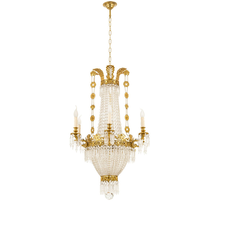 Reggia 6 lights chandelier with crystal drops