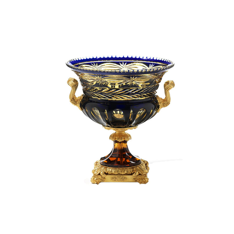 Reggia handgrinded amber and blue Medici vase