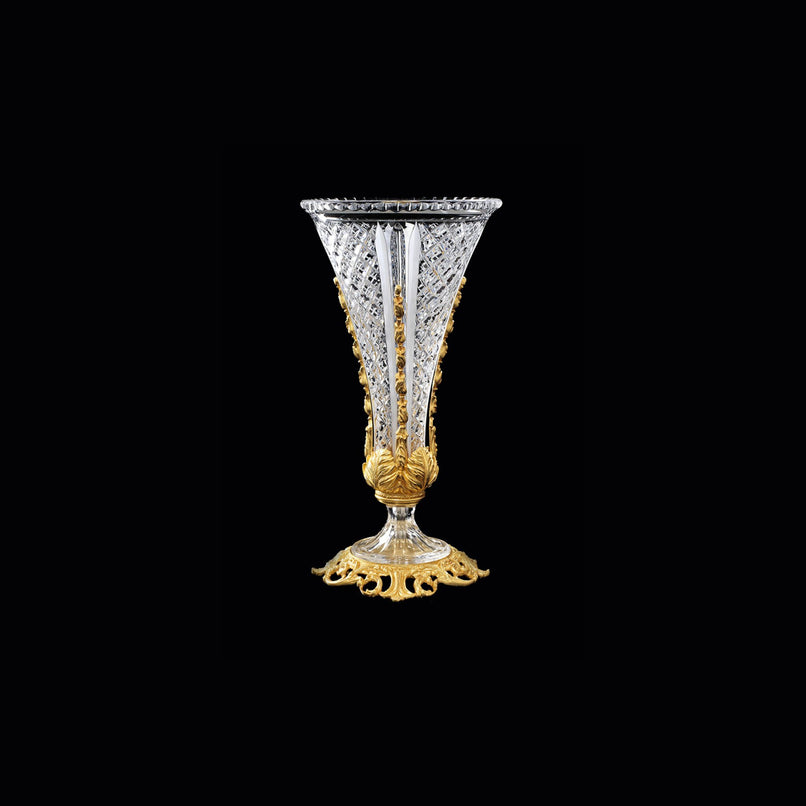 Reggia handgrinded clear crystal round vase