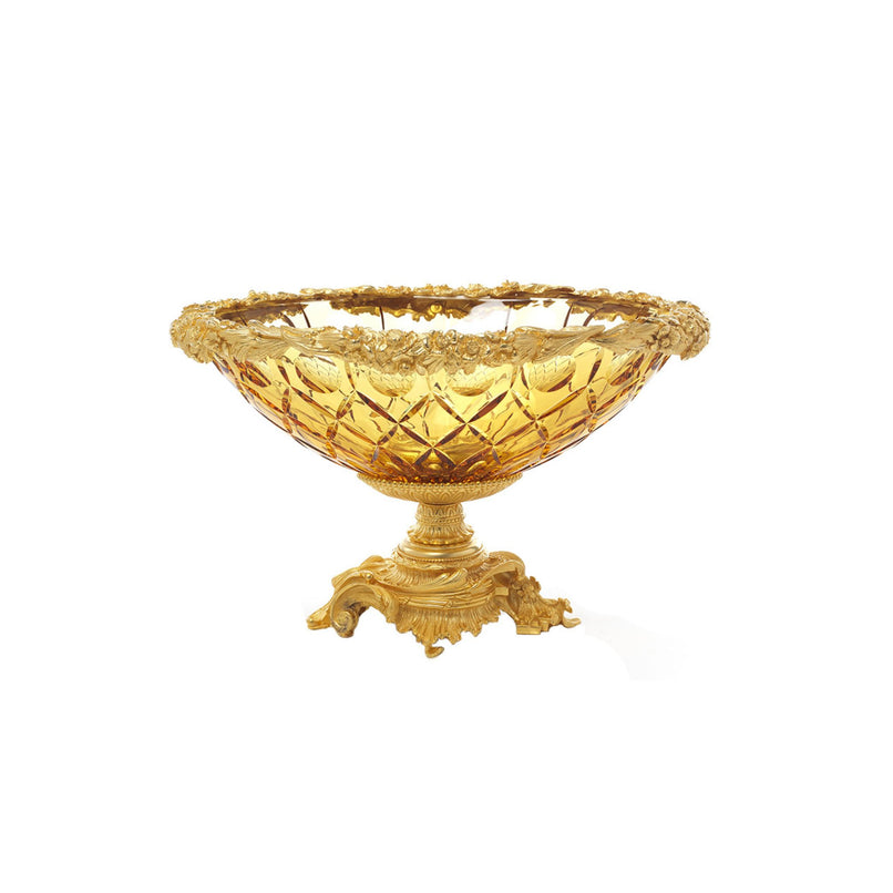 Reggia amber crystal handgrinded oval cup with garlands