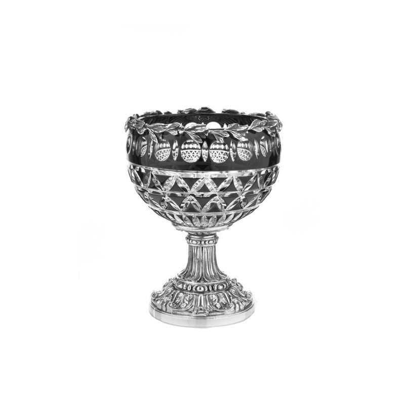 Reggia black and clear crystal cup with bronze leaves crown