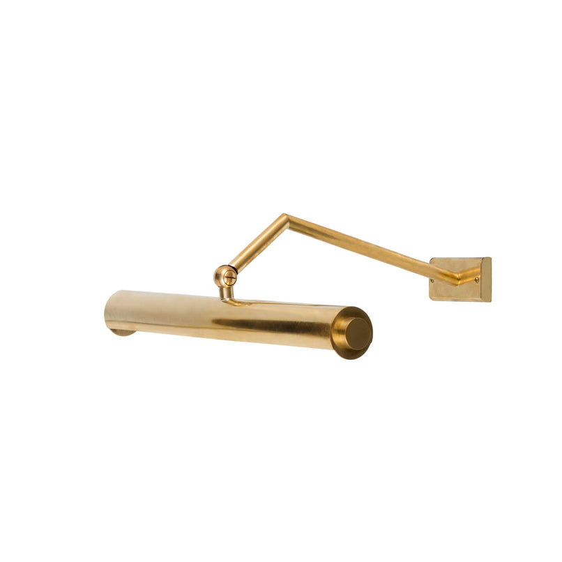 Studio brass picture light with smooth tube and bulb