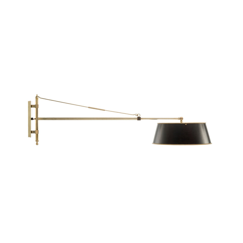 Urban brass wall light with jointed arm and painted aluminium lampshade