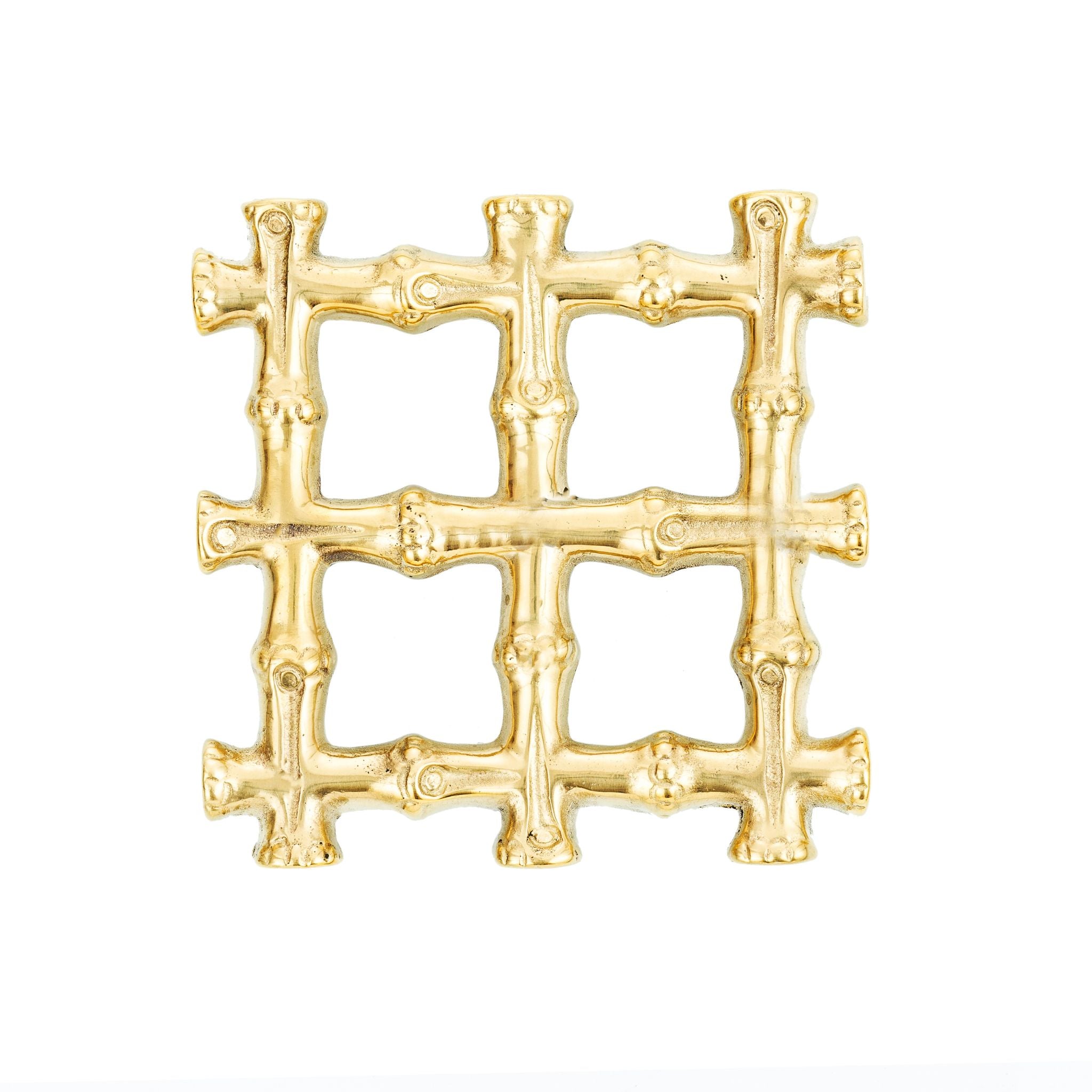 A polished brass cabinet knob featuring a timeless bamboo motif, inspired by the lush forests of Bandung.