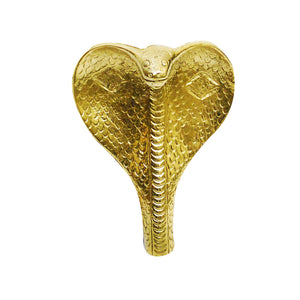 An image of a detailed brass cobra head-shaped knob against a neutral background. The knob showcases intricate detailing, capturing the essence of a cobra's features, adding a touch of exotic elegance to furniture or drawers.