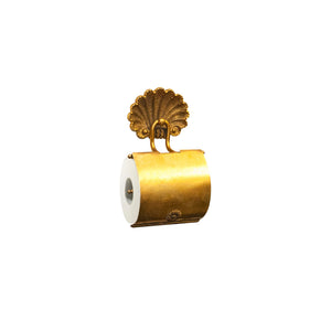 This toilet roll holder is crafted from solid brass and features a decorative shell motif at its base. The shell design is raised and textured, offering a tactile element that resembles the natural ridges and curves of a seashell. The holder itself is smooth and sturdy, providing a comfortable grip. The combination of the polished brass surface and the intricate shell detail creates a blend of elegance and coastal charm, making it both a functional and decorative addition to any bathroom.