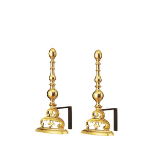 Our brass and iron andirons are designed to combine durability and classic style, perfect for enhancing your fireplace. The base is made of sturdy iron with a slightly textured surface for stability and secure firewood support. The top features polished brass accents that are smooth and cool to the touch, adding a refined and elegant look.