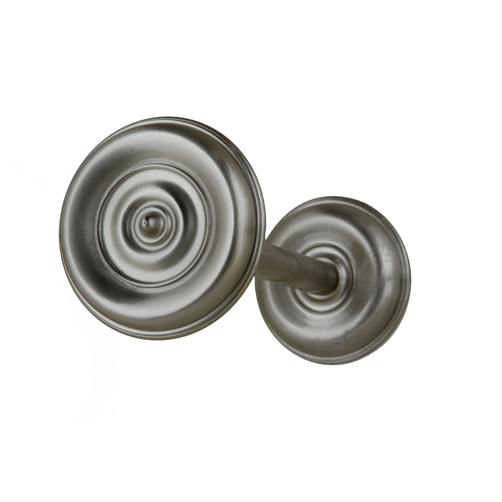 A circular brass tieback with a smooth, polished surface and a sleek, minimalist design. It has a sturdy feel and an elegant round shape, perfect for securing curtains with a subtle yet refined touch.