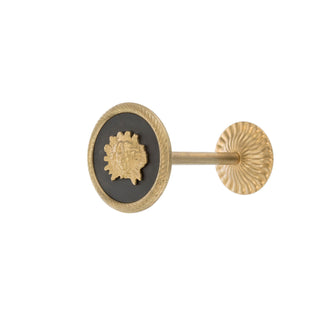 A circular curtain tieback crafted from solid brass with a smooth, polished surface. The simple yet elegant ring design is both functional and decorative, ideal for holding curtains open and enhancing the style of any room.