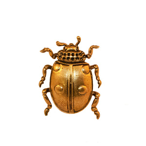 A detailed ladybug-shaped brass knob, designed with intricate features for an elegant touch.