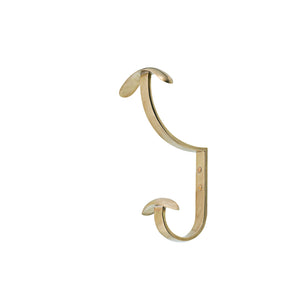 A sturdy coat hook crafted from solid brass with a polished, shiny surface. The minimalist and elegant design makes it suitable for hanging coats, hats, or accessories, adding a timeless and sophisticated accent to any room.