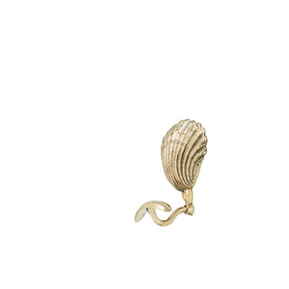 A brass coat hook with a decorative shell motif at the top. The hook has a smooth, polished surface and a sturdy design, combining functionality with a coastal-inspired, elegant touch. Ideal for hanging coats, hats, or accessories.