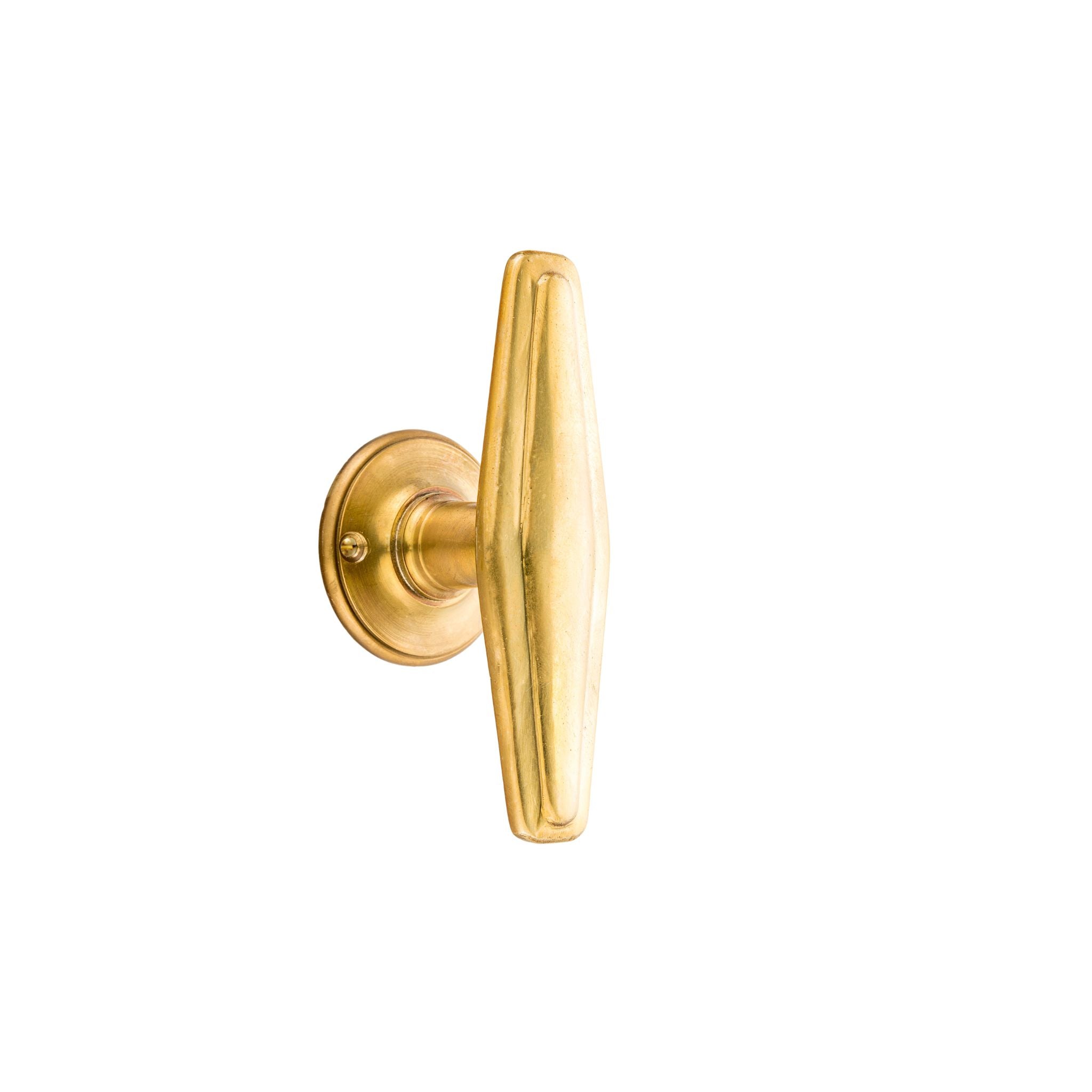 This window handle is crafted from solid brass in a distinct polygonal shape, featuring clean, angular lines. The geometric design provides a comfortable and secure grip, with a smooth, polished surface that feels warm to the touch. This handle brings a modern, stylish accent to windows, perfect for adding a unique touch to contemporary interiors.