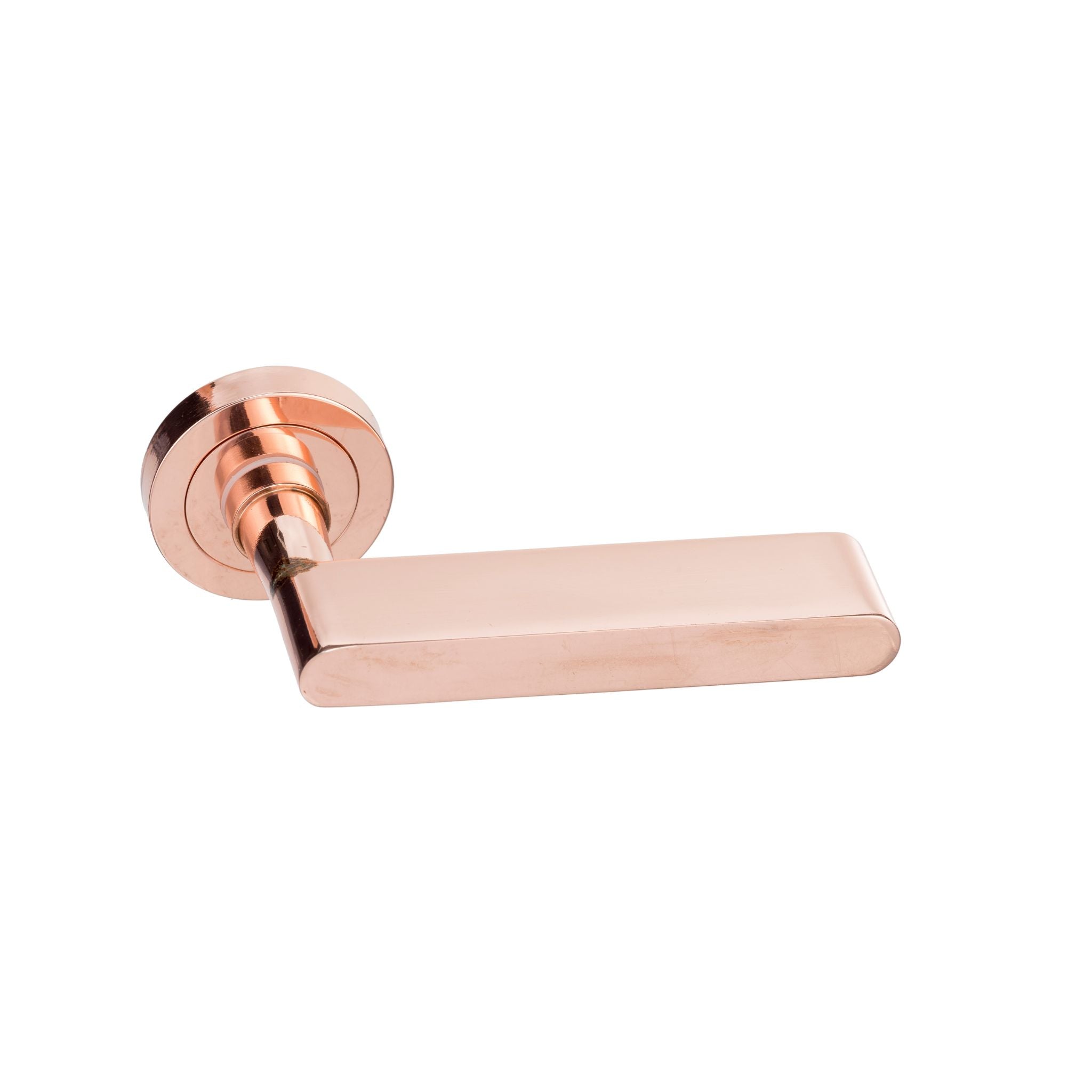 This door handle is made from solid brass with a rectangular shape. Its smooth, flat design provides a comfortable grip, with clean, straight edges that give it a modern and minimalist feel. The handle has a polished brass finish, which feels warm and smooth to the touch, adding a stylish accent to doors in both contemporary and traditional spaces.