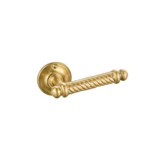 This door handle features a unique spiral design crafted from solid brass. The spiral shape creates a subtle, swirling texture that is smooth to the touch and fits comfortably in the hand. The polished brass material feels warm and sturdy, offering a blend of artistic flair and durability. This handle is designed to be both functional and decorative, adding an elegant, distinctive accent to any door.