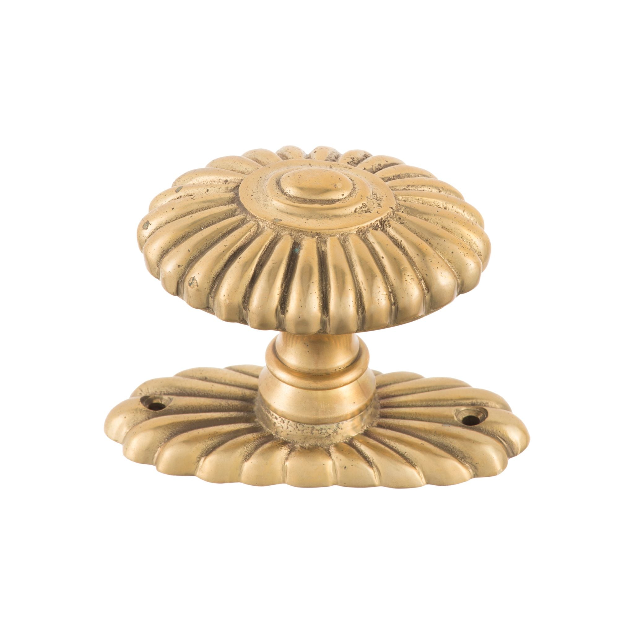 Elegant brass knob with a smooth, polished finish, designed for use on cabinets, drawers, and doors