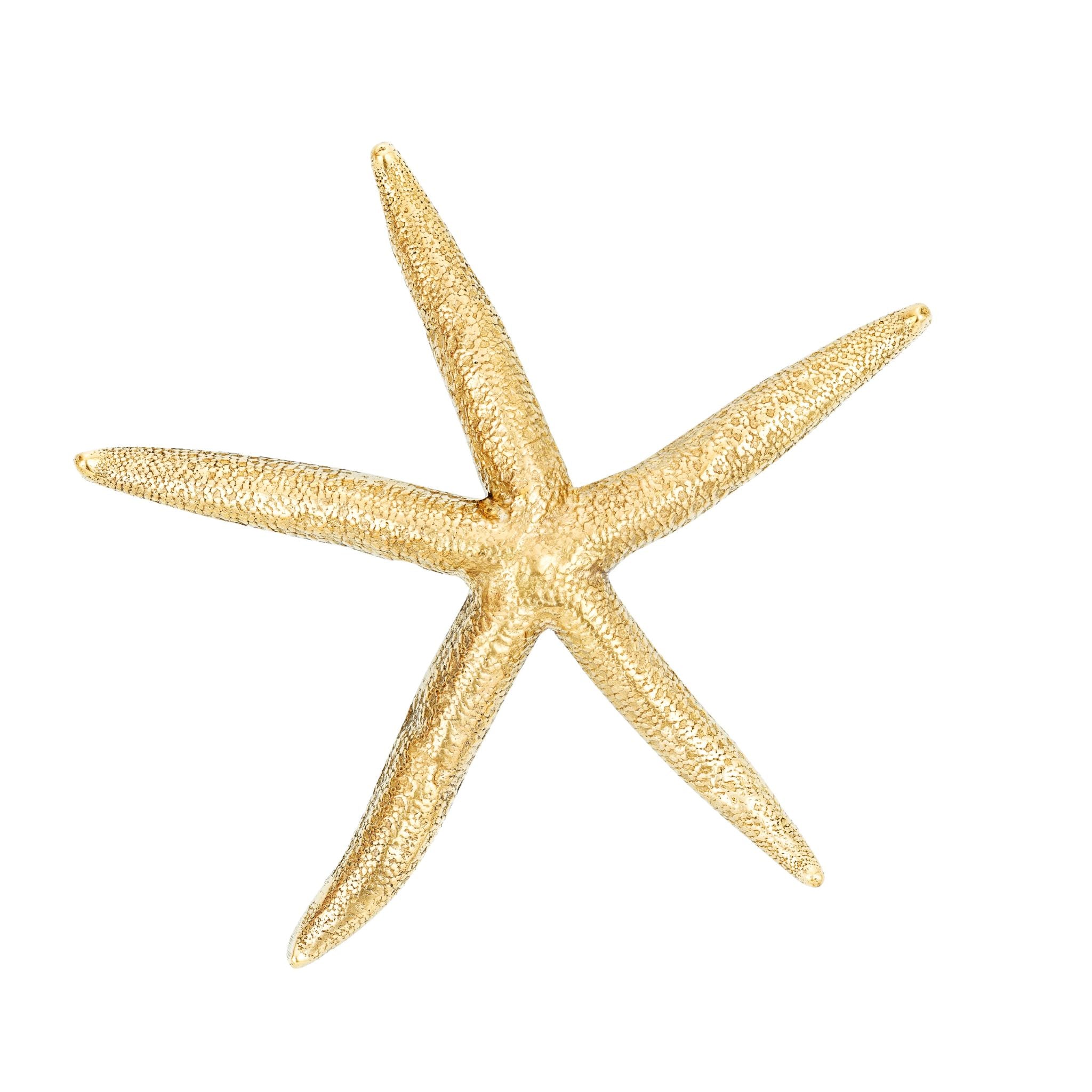 Brass cabinet knob shaped like a starfish, ideal for adding a coastal touch to furniture and cabinets.