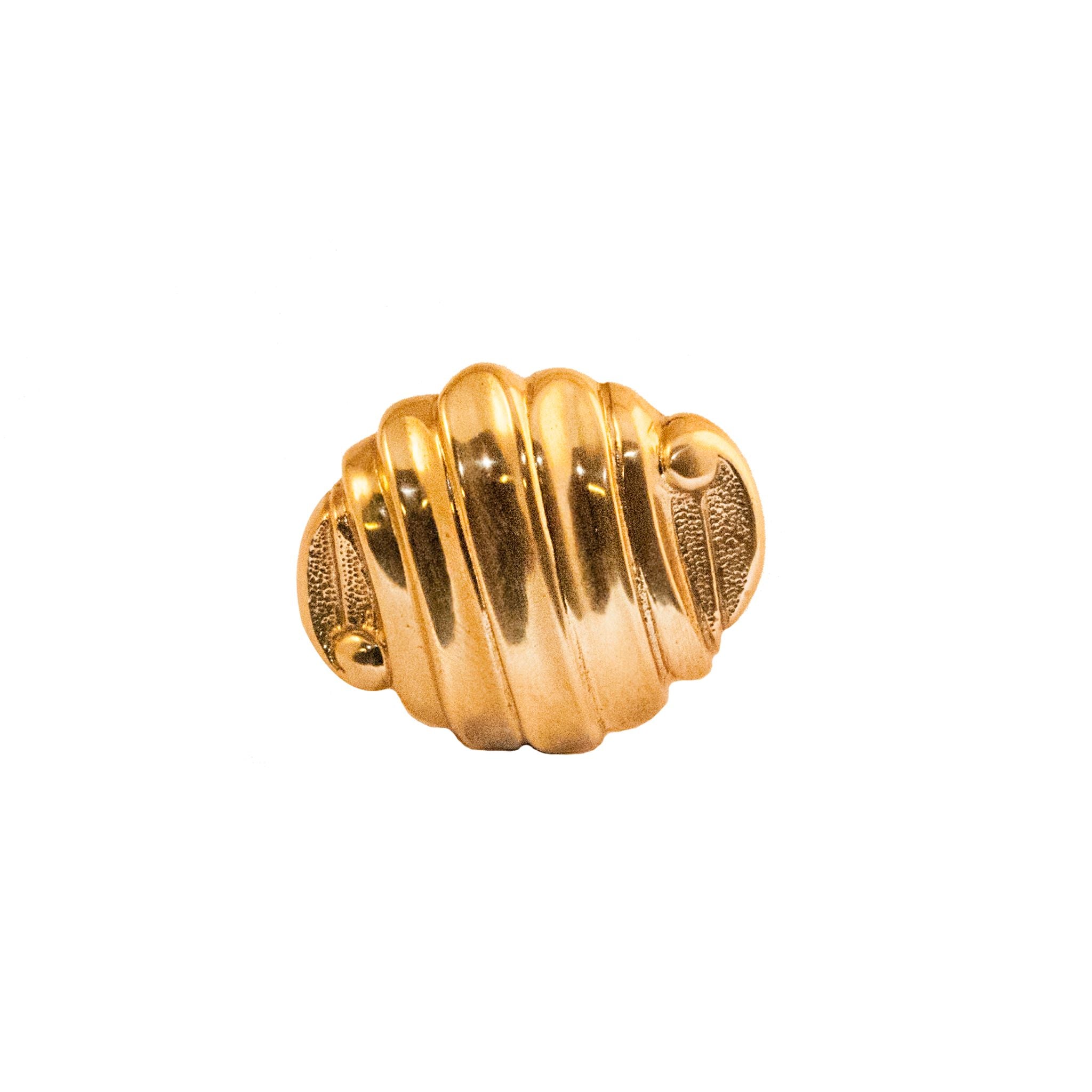 Brass knob resembling a detailed shell from the Messina collection, designed to enhance cabinets, drawers, and doors with coastal-inspired elegance.