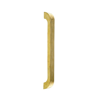 This large brass handle has a smooth, rounded surface, offering a comfortable and secure grip. The brass material gives it a warm, metallic feel with a slightly polished texture. Its design is simple yet elegant, with a solid, sturdy construction that makes it durable for everyday use. The handle’s size is substantial, providing a firm hold, and it has a timeless appearance suitable for any style of door or furniture.