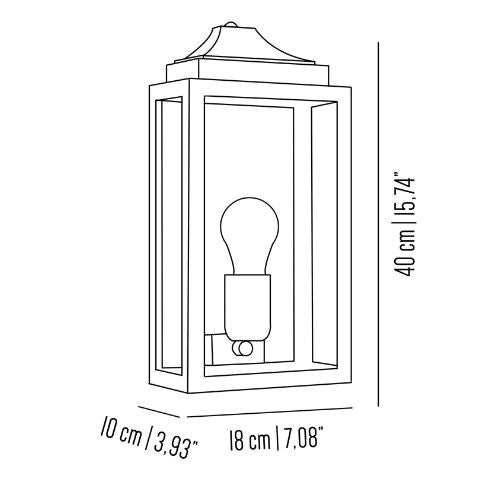 Eden large brass rectangular wall light lantern