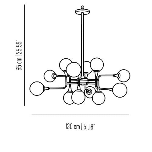 Cosmo brass chandelier with glass sphere