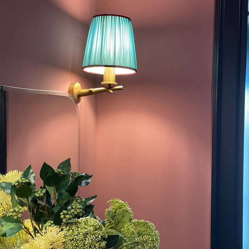 Oak brass wall light
