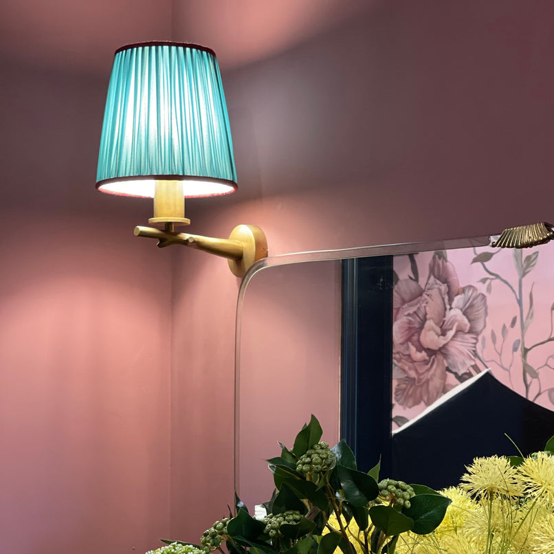 Oak brass wall light