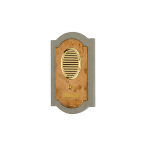 A decorative bell board made from a combination of brass and stone. The stone base provides a smooth, cool surface with a natural texture, while the brass bells and accents have a warm, polished finish. Several small bells are attached to the stone, each producing a clear, gentle chime when lightly tapped. Together, these contrasting materials create a piece that is both sturdy and refined, adding a harmonious blend of tactile richness and soft, musical tones to any space.