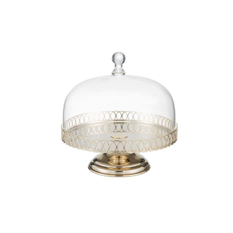 Alice decorated brass and glass cake stand