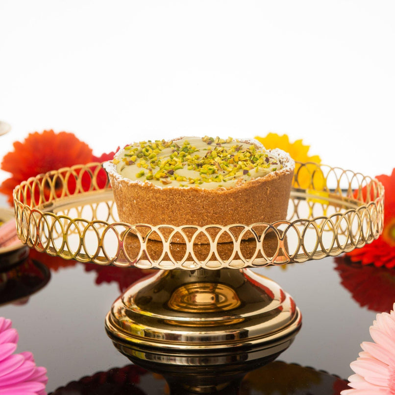 Alice decorated brass and glass cake stand