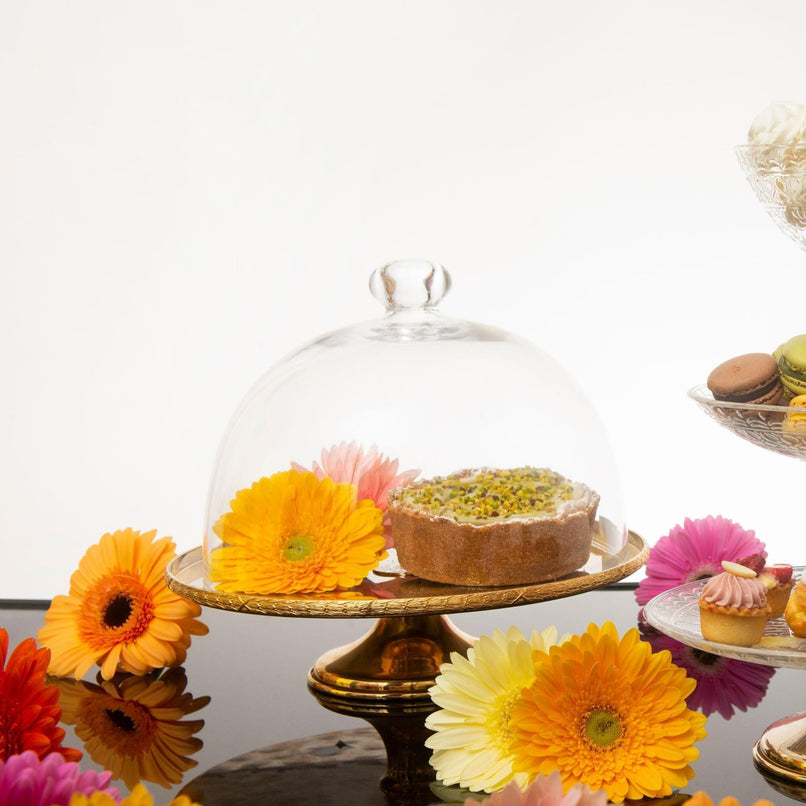 Alice large brass and glass cake stand