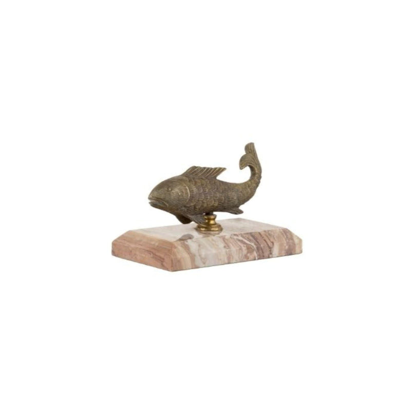 Ariel brass fish with beige marble base