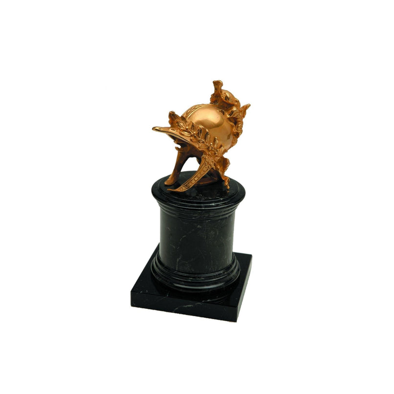 Arthur decorative natural brass helm with black marble base