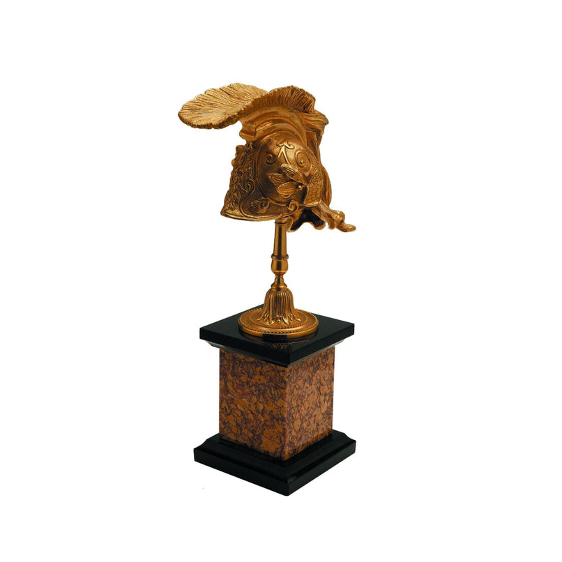 Arthur decorative natural brass helm with brown marble base