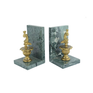 Belle marble bookend with brass dolphins - ilbronzetto