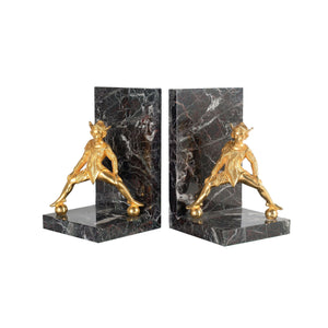 Belle marble bookend with brass jester - ilbronzetto