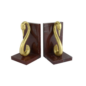 Belle marble bookend with brass swans - ilbronzetto