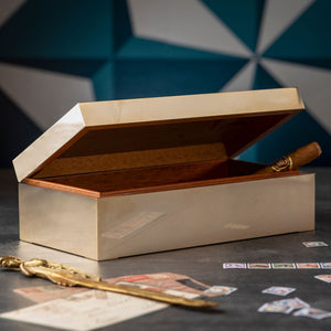 Brucaliffo brass cigar box with wooden interior - ilbronzetto
