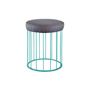 Cage turquoise blue iron stool - ilbronzetto