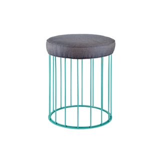 Cage turquoise blue iron stool - ilbronzetto