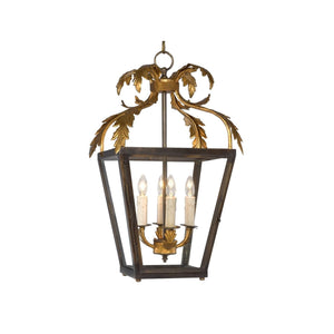 Castle brass decorative lantern with gold leaves on top - ilbronzetto