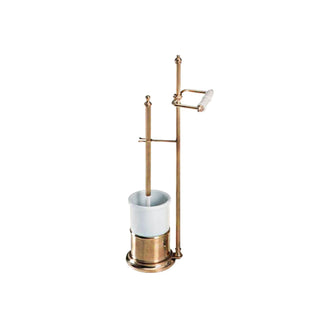 Ceramic and brass toilet brush holder with toilet paper holder - ilbronzetto