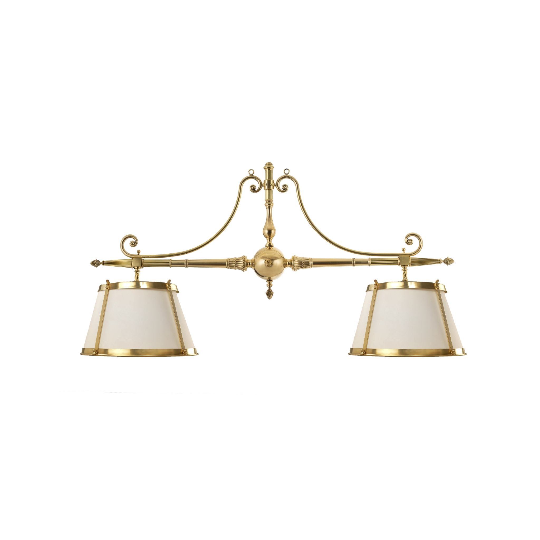 Classic brass two lights biliard chandelier with cage - ilbronzetto