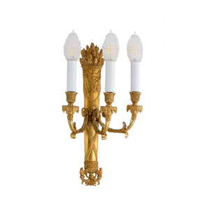 Classic bronze three lights torch sconce - ilbronzetto
