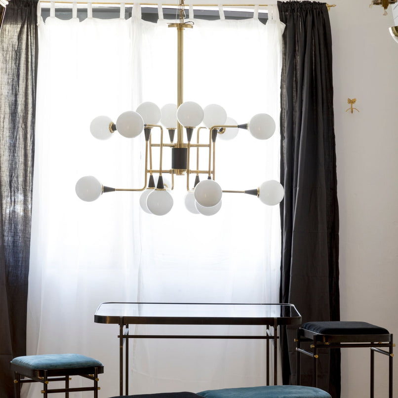 Cosmo brass chandelier with glass sphere - ilbronzetto