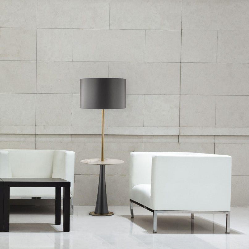 I-conic brass stand floor lamp with marble table - ilbronzetto