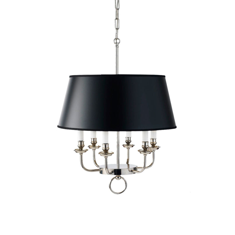 Novecento brass chandelier six lights with PVC lampshade - ilbronzetto