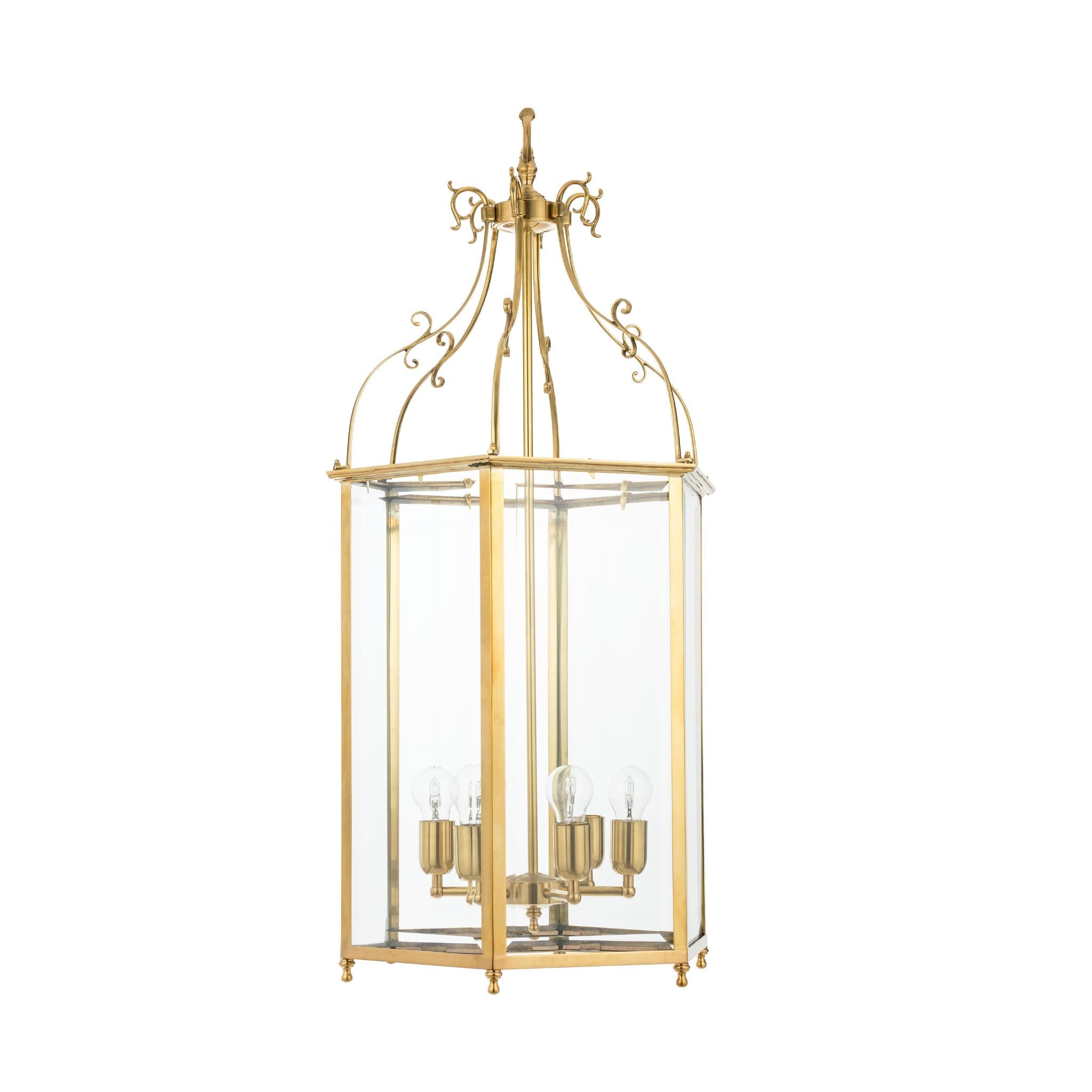 Novecento brass hexagonal hanging lantern - ilbronzetto