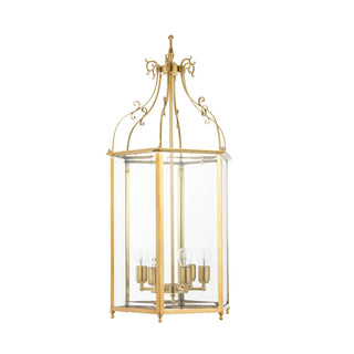 Novecento brass hexagonal hanging lantern - ilbronzetto
