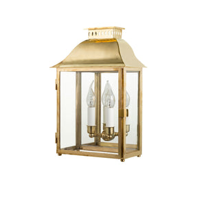 Novecento brass wall light lantern with two lamps - ilbronzetto